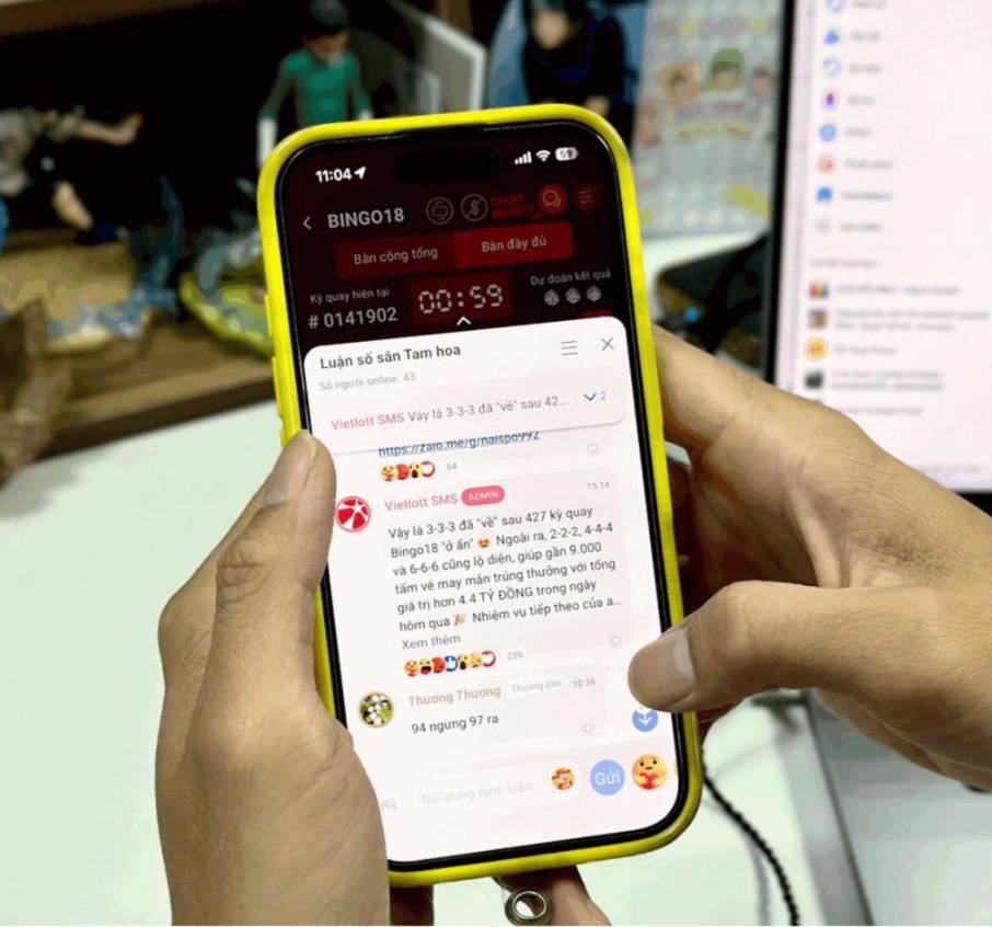 Box chat của Bingo18 thu hút người chơi luận số sôi nổi. Ảnh: DNCC